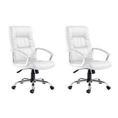Conjunto com 2 Cadeiras de Escritório Presidente Giratórias Office Plus Branco