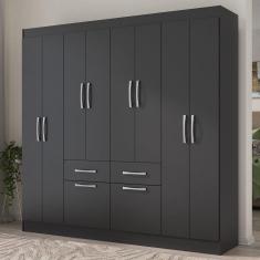 Guarda-roupa Casal 8 Portas 2 Gavetas 2 Basculante - Yescasa Preto