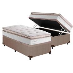 Conjunto Box Baú Solteiro: Colchão Molas Herval Ensacadas Elegant + Base Crc Courano Clean(88x188)
