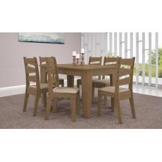 CONJUNTO SALA DE JANTAR ITALIA 1,35 COM 6 CADEIRAS Cedro 51C - MÓVEISM