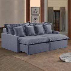 Sofá 3 Lugares Retrátil 214cm com Almofadas Lisboa - Martins Estofados