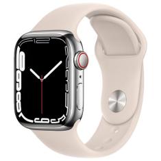 Apple Watch Series 7 (GPS & Cellular, 45mm) - Caixa de Aço Inoxidável Prateada - Pulseira Estelar