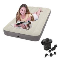 Colchão Inflável Solteiro Dura Beam Fiber Tech com Bomba Elétrica Intex 110v