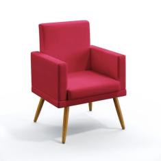 Poltrona Decorativa Nina Com Rodapé Sued Vermelho Aradecor