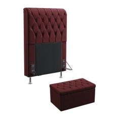 Kit Cabeceira Estofada Bellatrix 90 Para Cama de Solteiro e Calçadeira