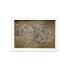 Quadro Vintage Mapa Antigo Moldura Branca 33x43cm - Quartinhos