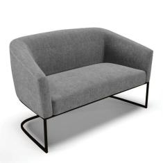 Sofá Namoradeira 2 Lugares Base Industrial Preto Stella Linho D03 - D'