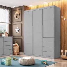 Guarda-Roupa Infantil Pérola 3 pt 4 gv Cinza