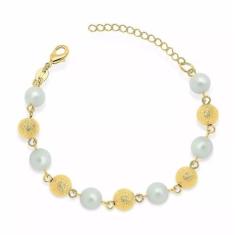 Pulseira Delicado Pérolas Bolas Fosca Lembrança Folheado - Milena Folh