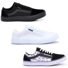 Kit Combo Três Pares de Tênis Casual Skate Escolar Haymax Original com