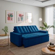 Sofá Cama Retrátil e Reclinável 3 Lugares 260cm em Veludo Palmeira Cab