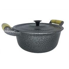 Panela Caçarola Alumínio Preto Alça Madeira Pomel Baquelite 40 cm