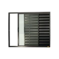 Veneziana Confort 3 Folhas Vidro Liso 100cm x 150cm Brimak Preto