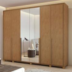 Guarda-Roupa Casal Imperatore 6 Portas 6 Gavetas 100% Mdf com Espelho 81668.285 Amêndoa Clean - Móveis Lopas