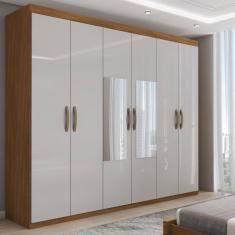 Guarda-Roupa Casal Vaticano 6 Portas 2 Gavetas com Espelho Marrocos/Off White - Panorama Móveis