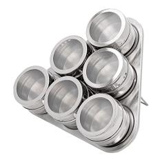 Jogo de 6 Porta Condimentos Inox com Suporte Triangular Mimo Style Prata
