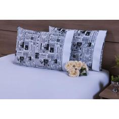Jogo Lençol Solteiro 2 Peças (1,88x0,88x20cm) 180 Fios Jornal Branco c