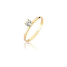Anel SOLITÁRIO feminino ouro puro com ZIRCÔNIA 18k A407 - Maehler joia