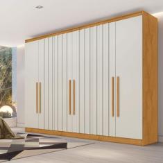 Guarda-Roupa Oxford 6 Portas 6 Gavetas com Ripado 100% Mdf Peroba/Off 