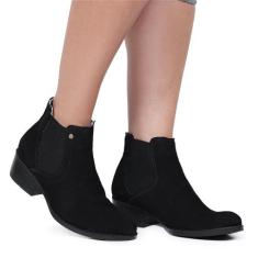 Bota Botina Feminina Chelsea Preta De Couro JNA SHOES, Preto, 33