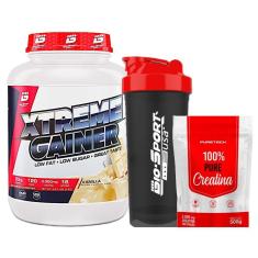 Kit Xtreme Gainer 3kg - Bio Sport + Creatina 100% Pure 500g - Puretech + Coqueteleira - Bio Sport-Unissex