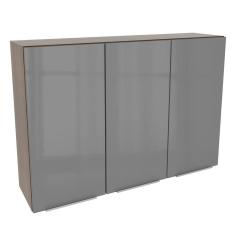 Armário Aéreo Madesa Lux 120 cm 3 Portas - Rustic/Cinza