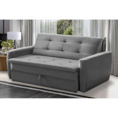 Sofá Cama Jade 1,36m Suede Cinza Adonai Estofados