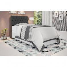 Cabeceira Box Solteiro 0,88 Chocolate Com Capitonê Preto