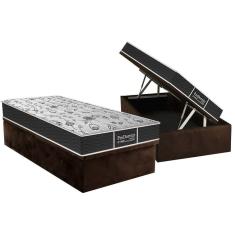 Cama Box Baú Solteiro: Colchão Molas Probel Prolastic ProDormir Sleep + Base CRC Suede Brown(88x188)