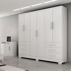 Guarda Roupa Agata 6 Portas 6 Gavetas Com 6 Pés Clic Móveis