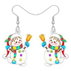 Bonsny Brincos de Natal com pingente de acrílico, enfeite de boneco de neve gelado, joias para mulheres, meninas, acessórios para crianças, Acrílico, Sem pedra preciosa