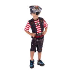 Fantasia Pirata Infantil Com Lenço E Tapa Olho Carnaval - Fantasia Brá