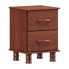 Mesa de Cabeceira Linha Bronze Imbuia 02 Gavetas 04 Pés Madeira Maciça Pinus - Finestra