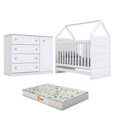 Berço Montessoriano E Cômoda Infantil Americano Branco Com Colchão Gazin – Henn