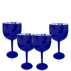 Kit 4 Taças Gin Azul Acrílico