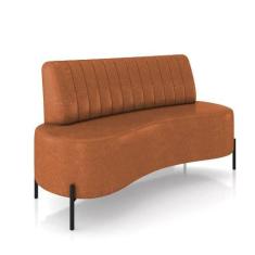 Sofá 2 Lugares Living 160cm Pé Ferro Pto Maraú Sintético Pu Nozes K01 