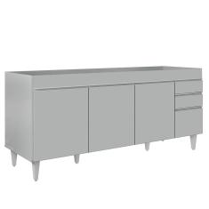 Balcão De Cozinha Para Pia 180cm 4 Portas Sem Tampo Dallas Cinza Claro - Lumil
