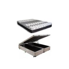 Conjunto Cama Box Baú Casal Queen + Colchão Castor Class Queen 158x198