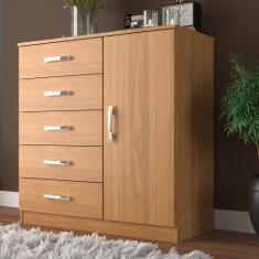 Cômoda 5 Gavetas 1 Porta Zurique Evidência Móveis, Cinamomo