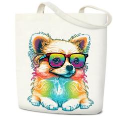 Sacola feminina de lona, bolsa de compras estética, dobrável, reutilizável, presente para amigos - B, Branco, One Size