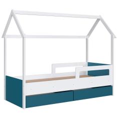 Cama Infantil Casinha Com 2 Gavetas Infix C06 Branco/azul - Mpozenato