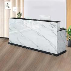 Mesa de recepção de escritório, mesa de recepção moderna, balcão de caixa com balcão, balcão de recepção com gavetas bloqueáveis, vem com armários, adequado para recepção de salão, recepção da