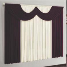 Cortina Montreal 3 Mts Em Malha Janela Sala Quarto Vinho