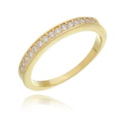 Anel Aparador de Aliança Cravejado Com Zircônias Banhado em Ouro 18k -