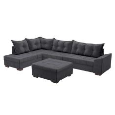 Sofá de Canto Itapema Veludo Grafite