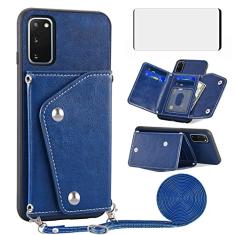 Asuwish Capa de telefone para Samsung Galaxy S20 5G 6,2 polegadas capa carteira com protetor de tela temperado e suporte para cartão de crédito alça transversal acessórios de celular de couro S 20 20S