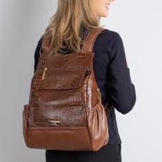 Mochila antifurto de couro croco feminina Suelen-Feminino