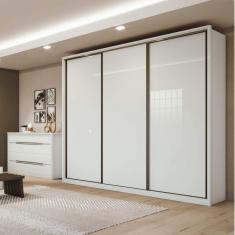 Quarto de Casal com Guarda Roupa e Cômoda Móveis Lopas Branco