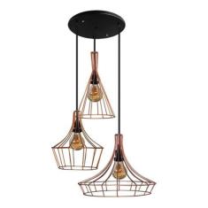 Trio com 3 Lustres luminária Pendente Modelo Aramado - Retro - TENESHO