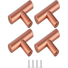 Maçanetas De Porta, Puxadores De Armário, 4 Peças De Puxadores De Gaveta Puxadores De Gaveta De Liga De Zinco Dourado - Botão T De Furo Único Puxadores De Acrílico Transparente Para Cozinha Puxado